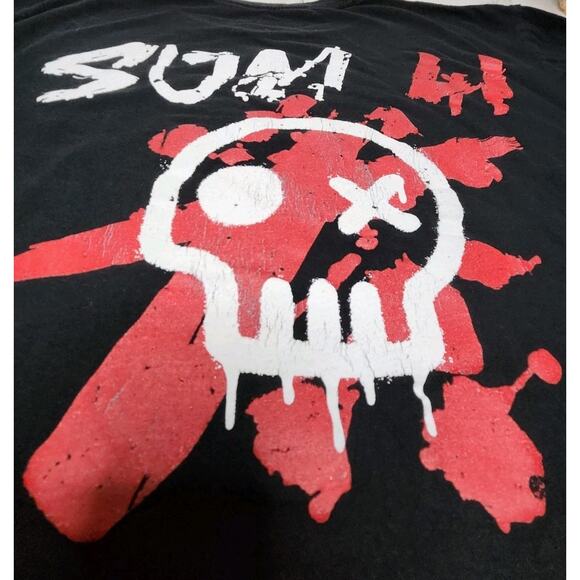 Sum 41 Band T-Shirt Black Skull Logo Size LARGE - Picture 9 of 10